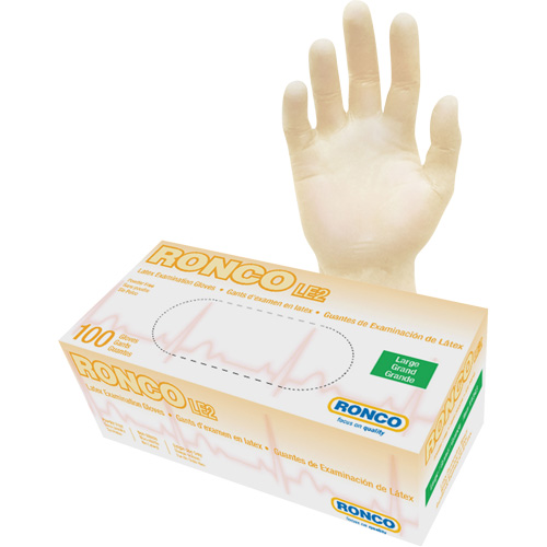 Gants jetables, Grand, Latex, 4 mils, Sans poudre, Naturel, Classe 2 Action Paper