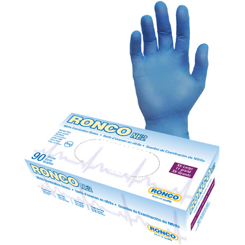 Disposable Gloves, 2X-Large, Nitrile, 4-mil, Powder-Free, Blue Action Paper
