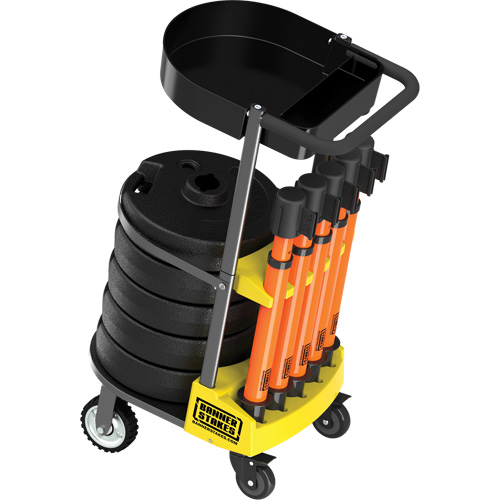 PLUS Barrier Post Cart Kit with Tray, 75' L, Metal, Orange Action Paper