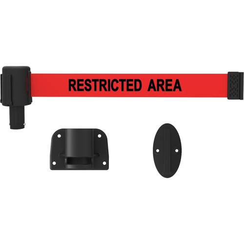PLUS Wall Mount Barrier System, Plastic, Screw Mount, 15', Red Tape Action Paper