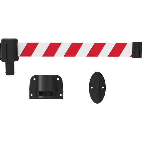 Syst&egrave;me de montage mural pour barri&egrave;re PLUS, Plastique, Fixation par vis, 15', Ruban Rouge et blanc Action Paper
