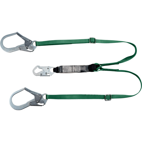 V-Series Lanyard, 6', Rebar Hook Center, Snap Hook Leg Ends, Polyester Action Paper