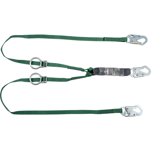 V-Series Lanyard, 3', Rebar Hook Center, Snap Hook Leg Ends, Polyester Action Paper