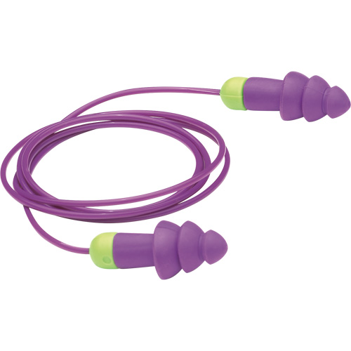 Rockets&reg; Reusable Earplugs, Corded, Bulk - Polybag, 27 dB NRR, One-Size Action Paper