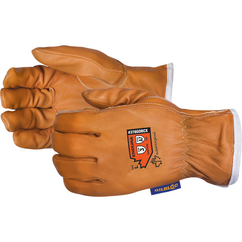 Endura&reg; High-Cut Driver's Gloves, Small, Grain Goatskin Palm, Steel/Para-Aramid Inner Lining Action Paper