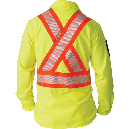 Chemise &agrave; manches longues haute visibilit&eacute; ind&eacute;chirable, Polyester, 2T-Grand, Jaune lime haute visibilit&eacute; Action Paper