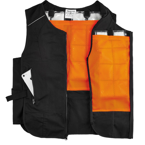 Chill-Its&reg; 6260 Lightweight Phase Change Cooling Vest with Packs, Small/Medium, Black Action Paper