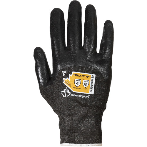 Gants en tricot de fibre filament composite ultrafin, Taille 5, Calibre 18, Rev&ecirc;tement Mousse de nitrile, Enveloppe en TenActiv, ASTM ANSI niveau A4 Action Paper