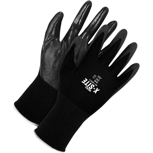 Coated Gloves, 10, Bi-Polymer Coating, 15 Gauge, Nylon Shell Action Paper