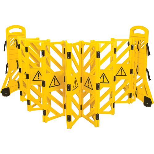 Portable Mobile Barrier, 40" H x 13' L, Yellow Action Paper