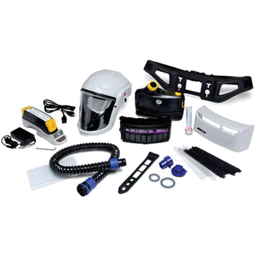 Trousse d'ensemble respirateur d'&eacute;puration d'air propuls&eacute; pour peintre Versaflo, Capuchon & visi&egrave;re, Pile Lithium-ion Action Paper