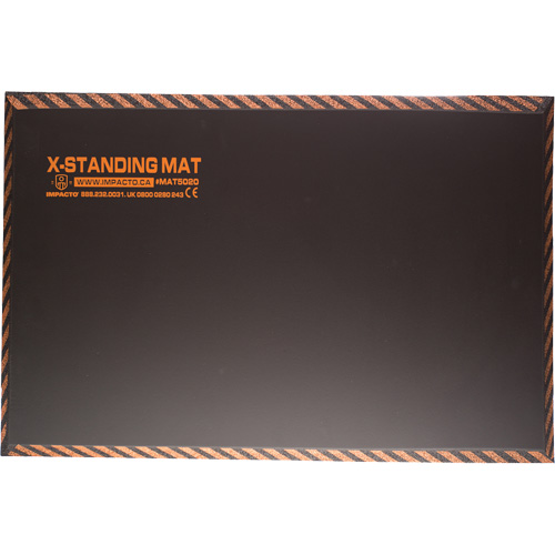 Tapis anti-fatigue pour travail debout, Lisse, 16" x 28" x 1", Noir, Caoutchouc Action Paper
