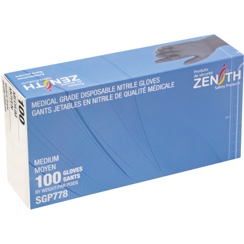 Puncture-Resistant Medical-Grade Disposable Gloves, Medium, Nitrile, 5-mil, Powder-Free, Black, Class 2 Action Paper