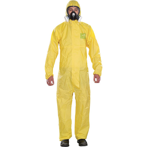 Microchem&reg; Medium-Duty Disposable Coveralls, Small, Yellow, Polypropylene Action Paper