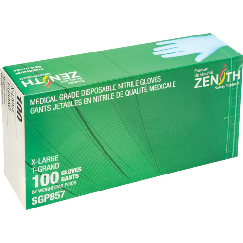Puncture-Resistant Medical-Grade Disposable Gloves, X-Large, Nitrile, 3.5-mil, Powder-Free, Blue, Class 2 Action Paper