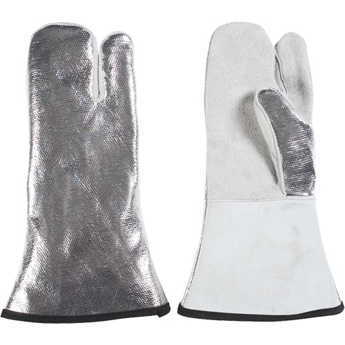 One Finger Heat Resistant Mitt, Aluminized/Kevlar&reg;/Leather, One Size, Protects Up To 650°F (343°C) Action Paper