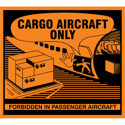 "Cargo Aircraft Only" Handling Labels, 4-3/4" L x 4-1/4" W, Orange Action Paper
