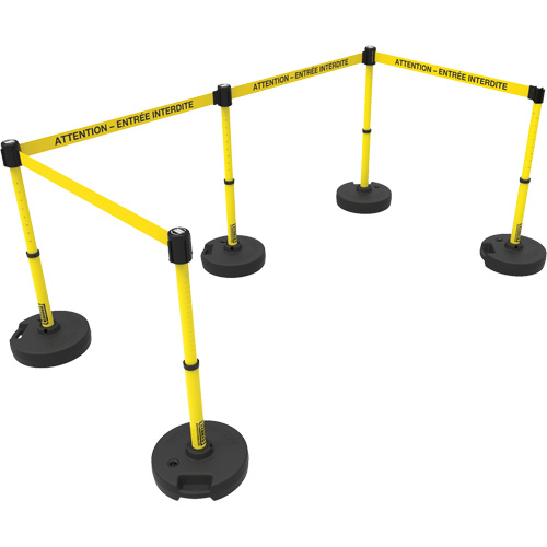 Ensemble de montants pour barri&egrave;re Plus, Plastique, 42" h, Ruban Jaune, Longueur du ruban 15' Action Paper