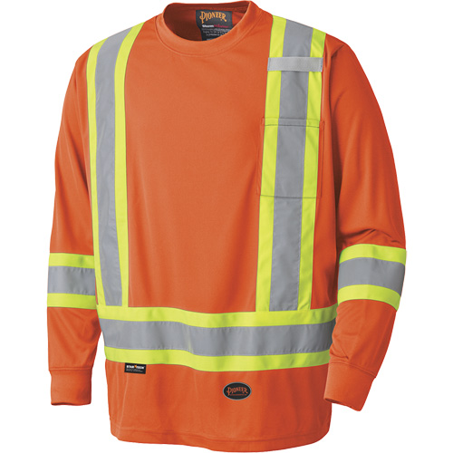 6995 High-Visibility Long Sleeved Shirt, Polyester, X-Small, High Visibility Orange Action Paper