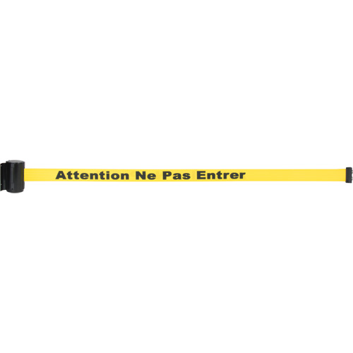 Wall Mount Barrier with Magnetic Tape, Steel, Screw Mount, 7', Yellow Tape Action Paper