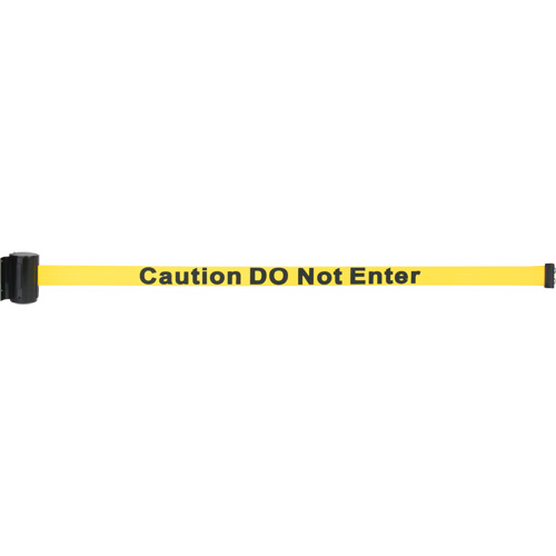 Wall Mount Barrier with Magnetic Tape, Steel, Screw Mount, 7', Yellow Tape Action Paper