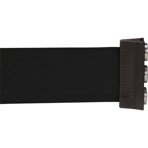 Wall Mount Barrier with Magnetic Tape, Steel, Screw Mount, 12', Black Tape Action Paper