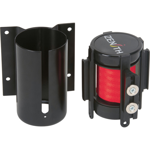 Wall Mount Barrier with Magnetic Tape, Steel, Screw Mount, 7', Red Tape Action Paper