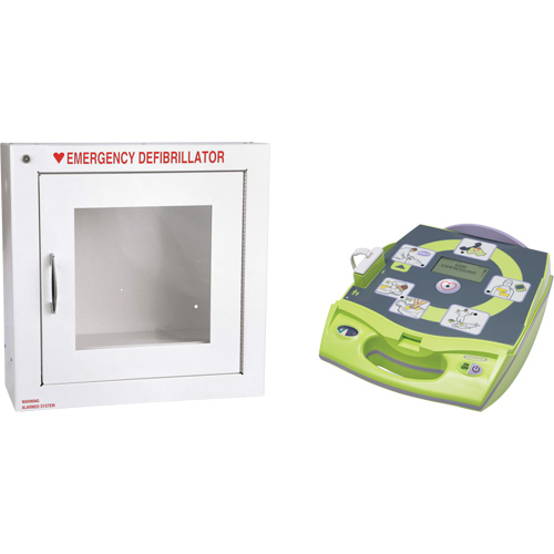 D&eacute;fibrillateur enti&egrave;rement automatis&eacute; AED Plus en anglais avec armoire murale munie d'une alarme, Automatique, Anglais, Classe 4 Action Paper
