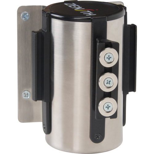 Wall Mount Barrier with Magnetic Tape, Steel, Screw Mount, 12', Black Tape Action Paper