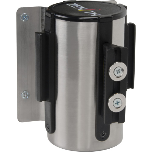 Wall Mount Barrier with Magnetic Tape, Steel, Screw Mount, 7', Yellow Tape Action Paper