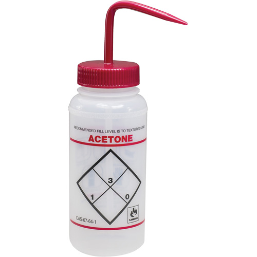 "Acetone" Safety-Labeled Wide-Mouth Wash Bottle, 16 oz. Action Paper