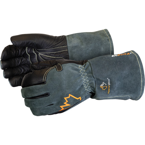 Endura&reg; Mig Welding Gloves, Grain Cowhide, Size Medium Action Paper