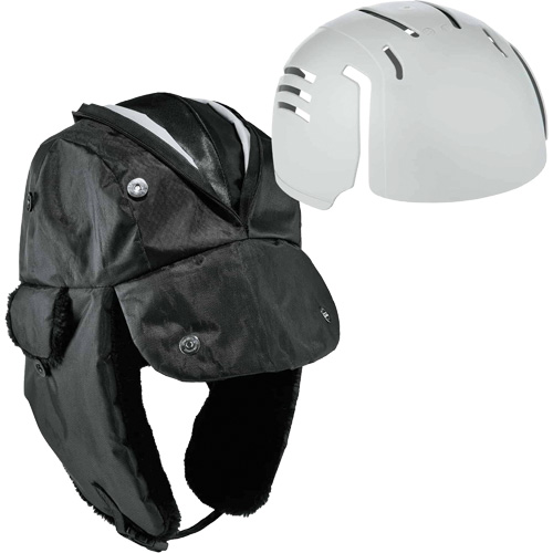 Chapeau de trappeur avec fermeture &agrave; glissi&egrave;re et casque antichoc &agrave; ins&eacute;rer N-Ferno, Doublure en Polyur&eacute;thane/Satin, Moyen/Petit, Noir Action Paper