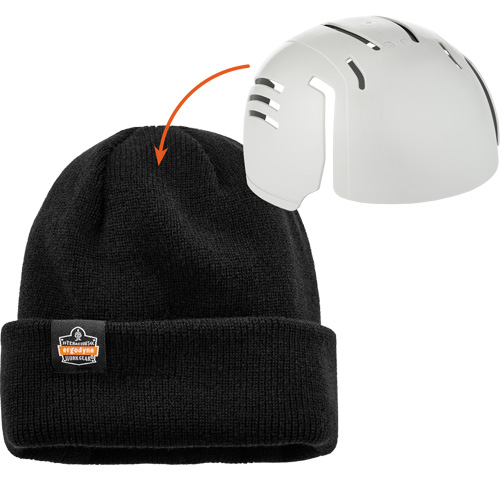 Tuque en tricot c&ocirc;tel&eacute; avec fermeture &agrave; glissi&egrave;re et casque antichoc &agrave; ins&eacute;rer N-Ferno, Taille unique, Noir Action Paper