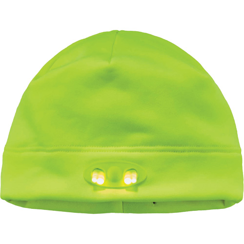 N-Ferno&reg; Skull Cap Beanie Hat with LED Lights, One Size, High-Visibility Lime Green Action Paper
