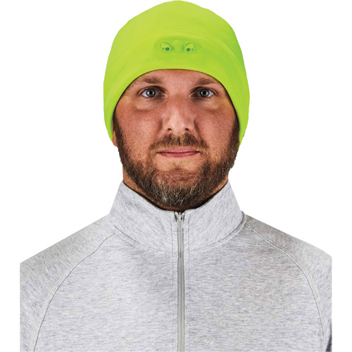 N-Ferno&reg; Skull Cap Beanie Hat with LED Lights, One Size, High-Visibility Lime Green Action Paper