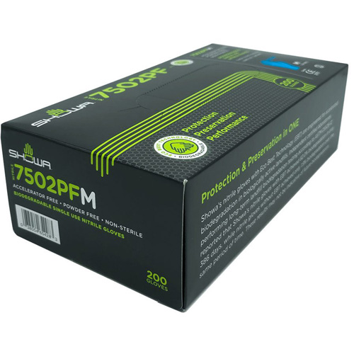 Biodegradable Disposable Gloves, X-Small, Nitrile, 2.5-mil, Powder-Free, Blue Action Paper