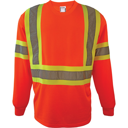 Long Sleeve Safety Shirt, Polyester, 2X-Large, High Visibility Orange Action Paper