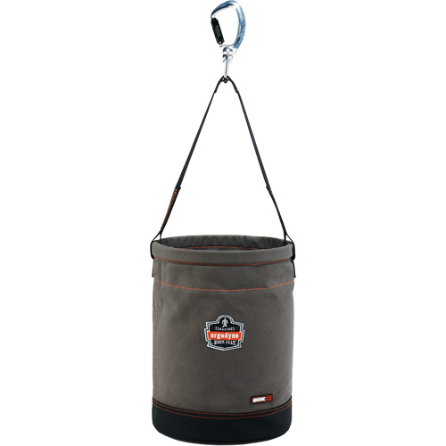 Arsenal&reg; 5940 Swiveling Carabiner Hoist Bucket, Canvas, 12.5" Dia. x 17" H, 150 lbs. Load Rating Action Paper