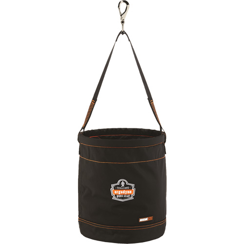 Arsenal&reg; 5970 Swiveling Hook Hoist Bucket, Nylon, 12.5" Dia. x 15" H, 100 lbs. Load Rating Action Paper