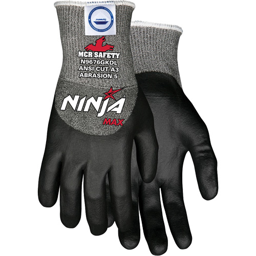 Ninja&reg; Max Cut Resistant Gloves, Size Medium, 10 Gauge, Bi-Polymer Coated, Dyneema&reg; Shell, ASTM ANSI Level A3 Action Paper