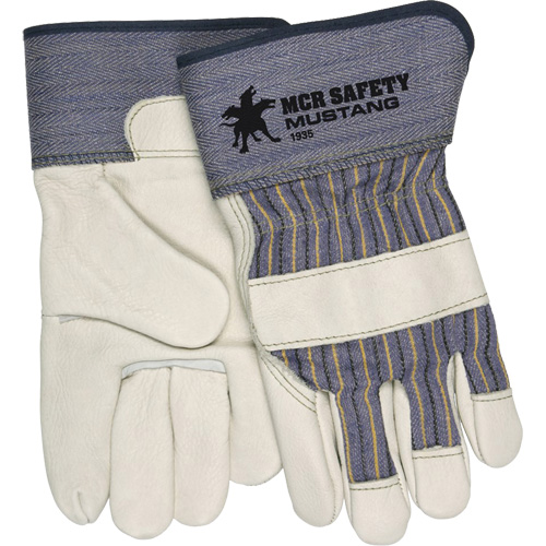 Mustang Fitters Gloves, Large, Grain Cowhide Palm, Fleece Inner Lining Action Paper