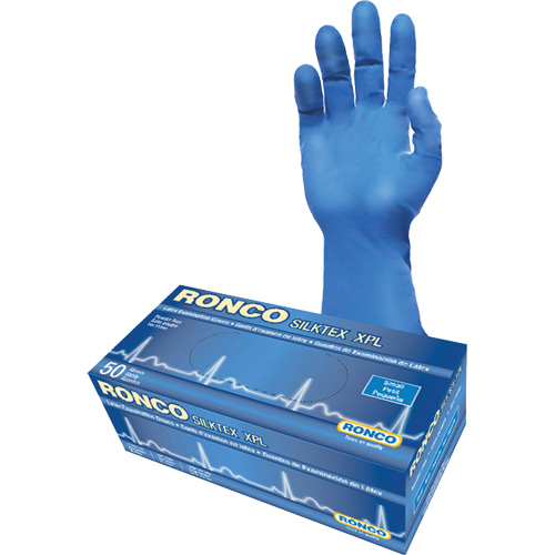 SilkTex XPL Extra-Long Examination Glove, Small, Latex, 13-mil, Powder-Free, Blue, Class 2 Action Paper