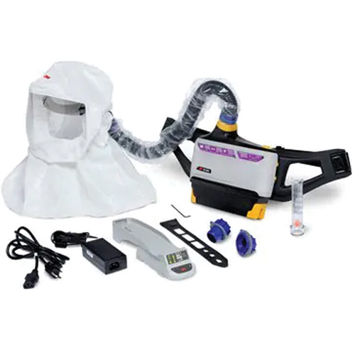 Versaflo Powered Air Purifying Respirator Easy Clean Kit, Loose Fitting Hood & Faceshield, Lithium-Ion Battery Action Paper