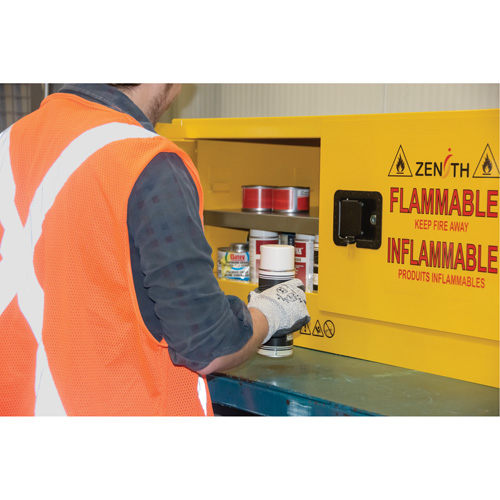 Flammable Storage Cabinet, 12 gal., 2 Door, 43" W x 18" H x 18" D Action Paper