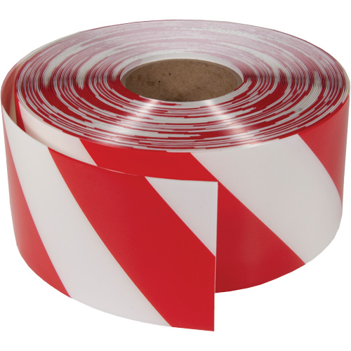 Ruban de marquage tr&egrave;s r&eacute;sistant pour plancher ArmorStripe, 4" x 100', PVC, Rouge et blanc Action Paper