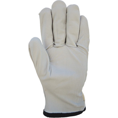 Cotton-Backed Drivers Gloves, Large, Grain Goatskin Palm Action Paper