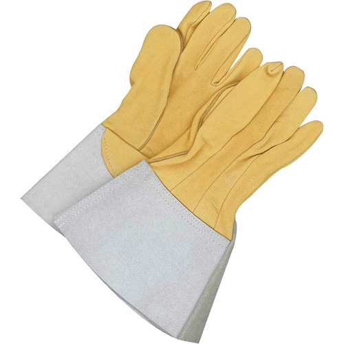 Gants de soudage &agrave; l'arc TIG en cuir de daim retourn&eacute; Gander Brand, Cuir fleur de daim, Taille 8 Action Paper