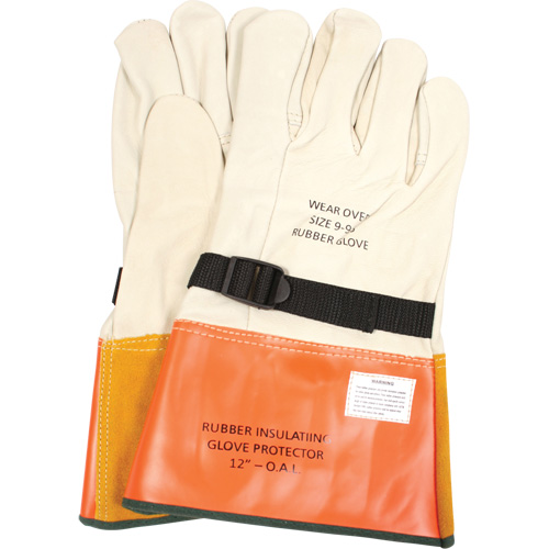 Leather Protector Gloves with Strap, Size 8, 12" L Action Paper