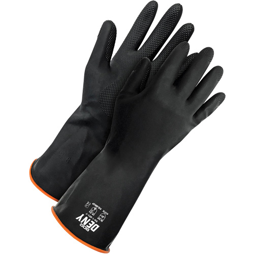 Deny Chemical Resistant Gloves, Size 9, 12" L, Rubber Latex, Flock-Lined Inner Lining, Winter Weight Action Paper